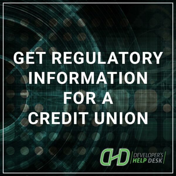 Get regulatory information for a Credit Union