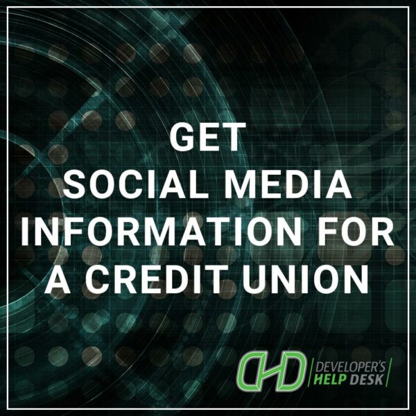 Get social media information for a Credit Union