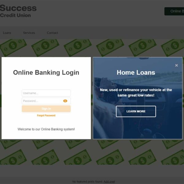 Online Banking Login Widget Modal